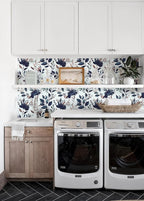 Yasinet Navy Blue Peel and Stick Wallpaper Blue Floral Wallpaper Vintage - Image 4