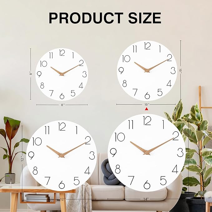 cicininc Wall Clock, 10 Inch Wooden Silent Non-Ticking, Decorative Battery - Image 4
