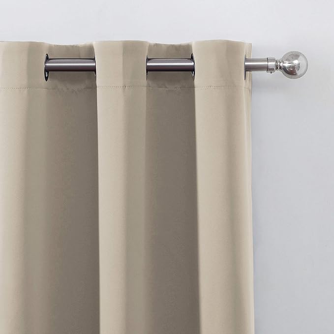 LEMOMO Beige Thermal Blackout Curtains/52 x 63 Inch/Set of 2 Panels Room - Image 7