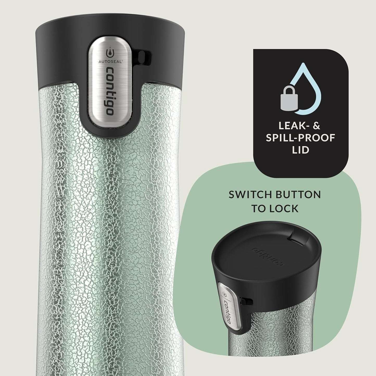 Contigo AUTOSEAL West Loop Vacuum-Insulated Stainless Steel Travel Mug with Easy-Clean Lid 24 oz Crystal Agave