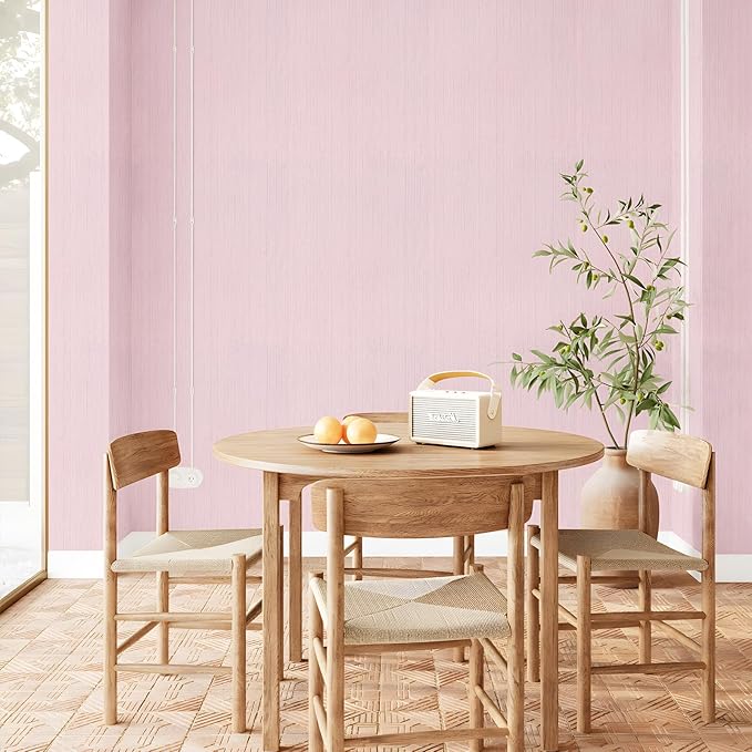 Pink Grasscloth Peel and Stick Wallpaper Textured Self-Adhesive Contact Paper A - Image 5