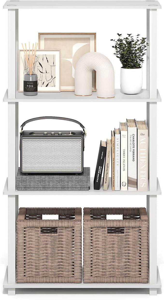 Furinno Turn-S-Tube Storage Shelves, 4-Tier Book Shelf, Corner Shelf, Toolless - Image 5