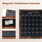 Chalkboard Calendar for Wall, Small Rustic Framed Magnetic Chalkboard for Home - Image 3