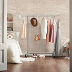 Khaki Grasscloth Peel and Stick Wallpaper 17.3"x480" Faux Linen Textured - Image 9