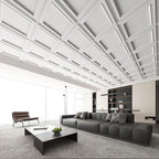 WOWSTAR 24-Pack 24"x24" PVC Drop Ceiling Tiles, Waterproof Glue up Ceiling - Image 2