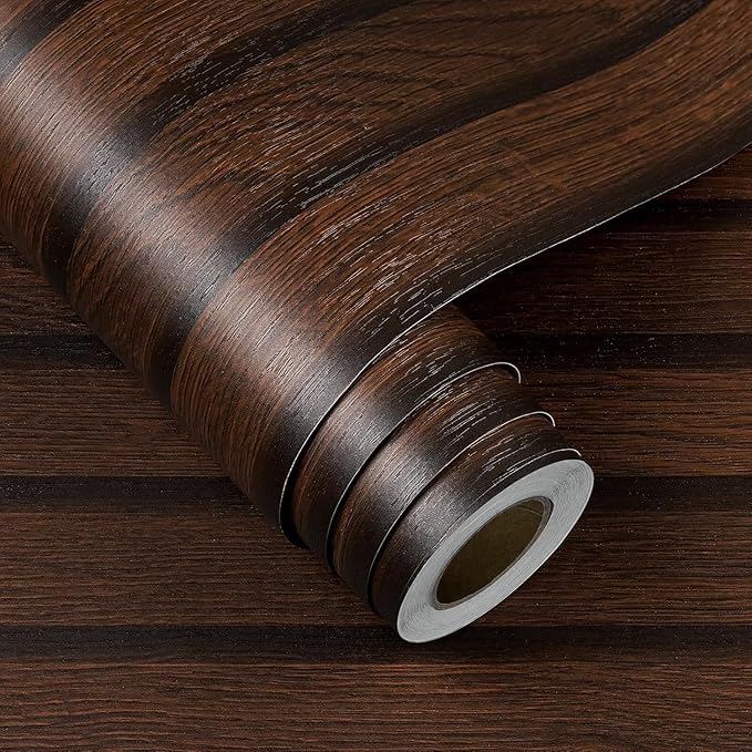FunStick 24"x200" Slats Wood Wallpaper Peel and Stick Wall Paper Brown Walnut - Image 7