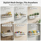 PUSDON 16.5-Inch Extra Long Slim Mesh Shower Caddy, Wall Mounted Bathroom - Image 4
