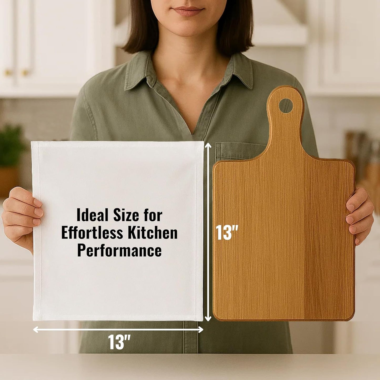 Dish Cloths Cotton - Kitchen Wash Cloth, Shop Towels Absorbent and Lint Free Flour Sack, Dishcloths for Kitchen Washing Dishes, Thick Absorbent Quick Dry Dish Rags, 24 Pack 13"x13" White