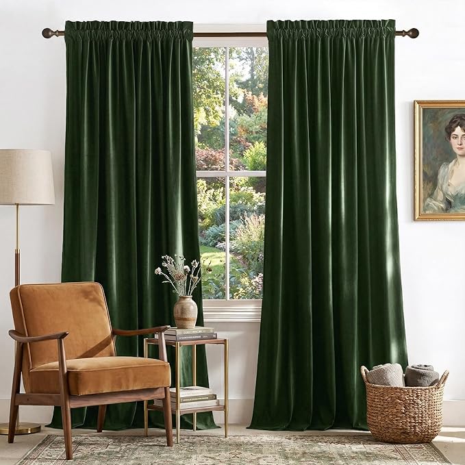 NICETOWN Green Velvet Curtains 120 inches by NICETOWN