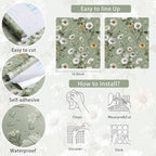 Livebor Floral Peel and Stick Wallpaper Green Flower Wallpaper Peel and Stick - Image 6