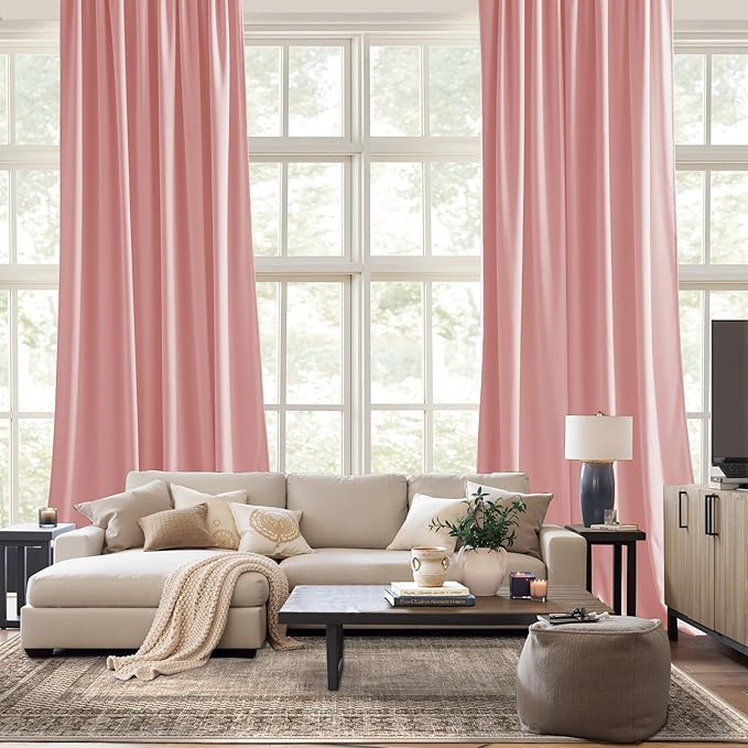 NICETOWN Pink Velvet Curtains 84 inch Long 2 Panels - Image 9