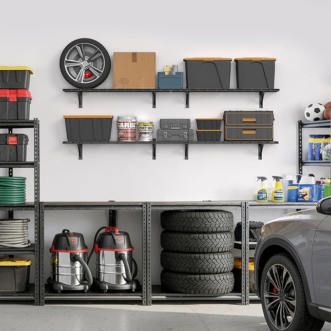 Jusgym 4 Pack Heavy Duty Garage Wall Shelving Set, Wall Mounted Garage Shelves - Image 8