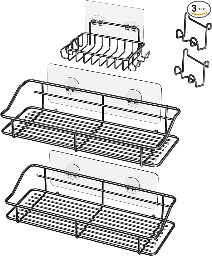 Nieifi Shower Caddy Shelf with Hooks Storage Rack Organizer Adhesive Stainless by Nieifi