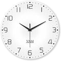 XNM White Simple Glass Wall Clocks Battery Operated 14 Inch Modren Minimalist by XNMwallclock