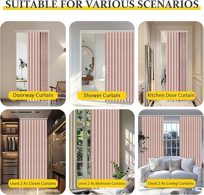 AJAZZ 100% Blackout Accordion Doors Interior Magnetic Door Curtain Pleated Door - Image 5