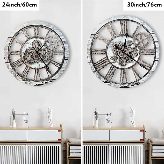The B-Style Large Wall Clock 24 inch Moving Gear Wall Clock Oversized Vintage - Image 2