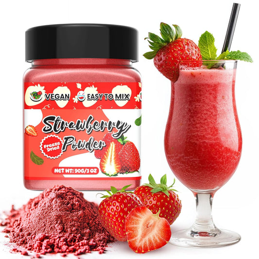 Strawberry Powder - 100% Pure Freeze Dried Strawberries Fruit Powder, Vegan & No Additive Strawberry Flavoring Natural Food Coloring for Baking, Drinks, Cakes, Icing and Smoothies - 3oz