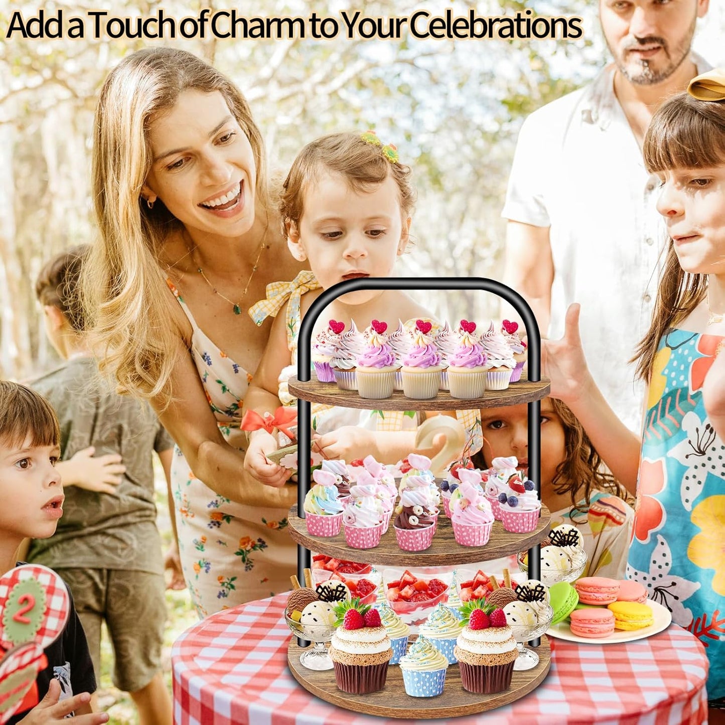 Cupcake Stand for 50 Cupcakes, 3 Tier Wooden Cupcake Stand Large Cupcake Stand Dessert Table Display Set Cupcake Tower Serving Trays for Party Supplies Vendor Display Farmhouse Decor