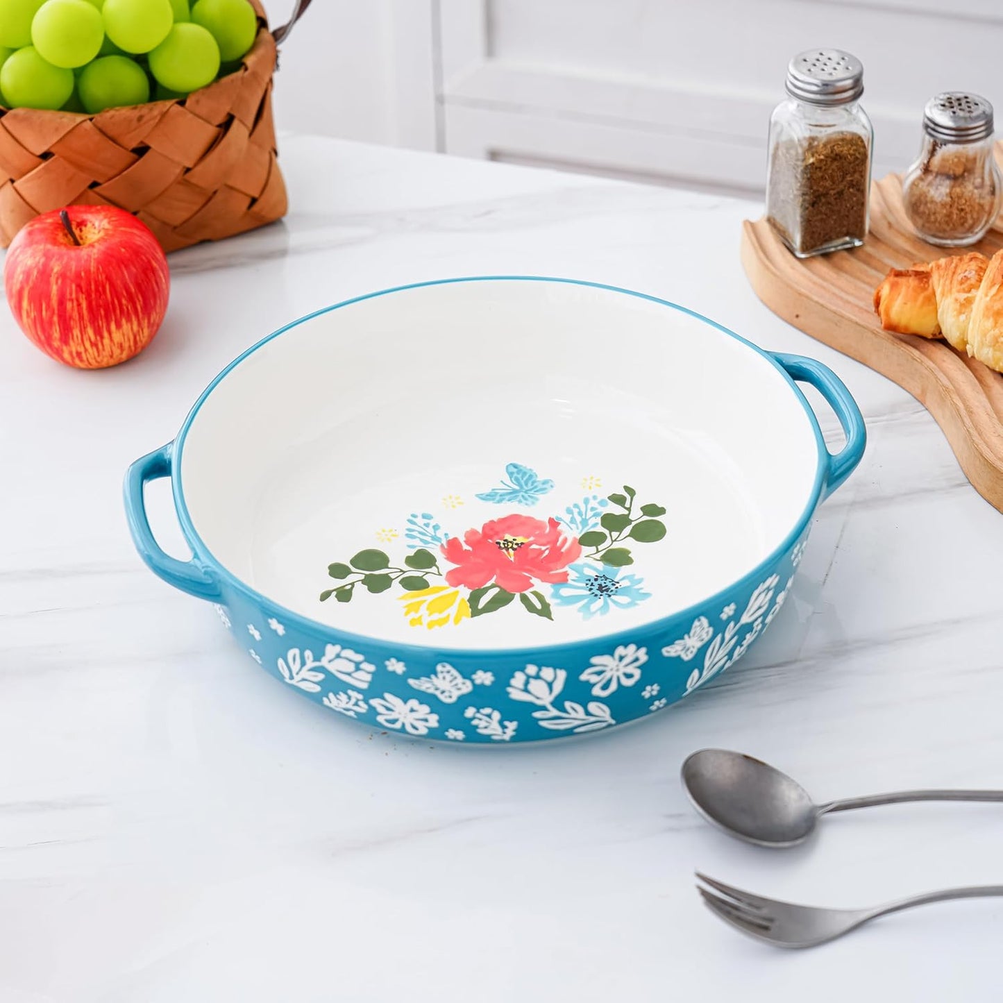 Wisenvoy Pie Pan Ceramic Pie Dish 9.8 Inches Pie Plate Porcelain Deep Dish Pie Pan Non-Stick Pie Pans