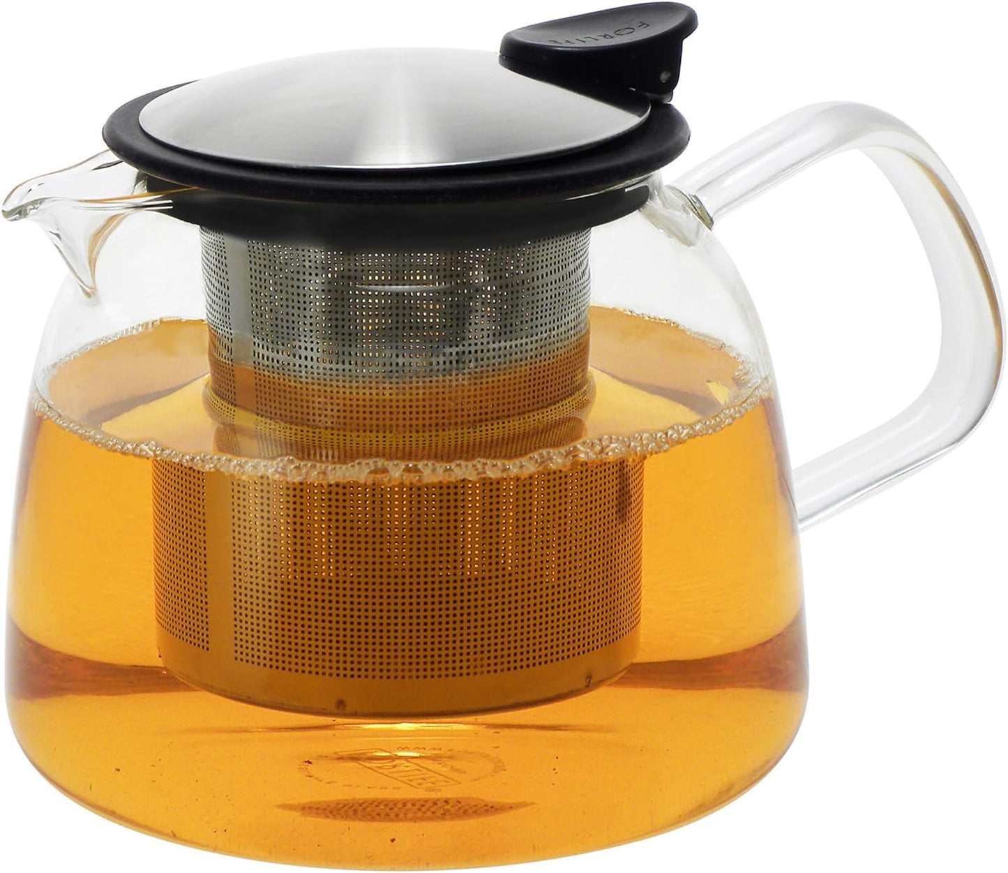 Forlife Bell Glass Teapot with Basket Infuser, 24-Ounce/730ml, White