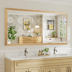 72x36 Inch Bathroom Mirror for Wall, Anti-Rust Oak Wood Grain Metal Framed by Briivuemodernmirrors