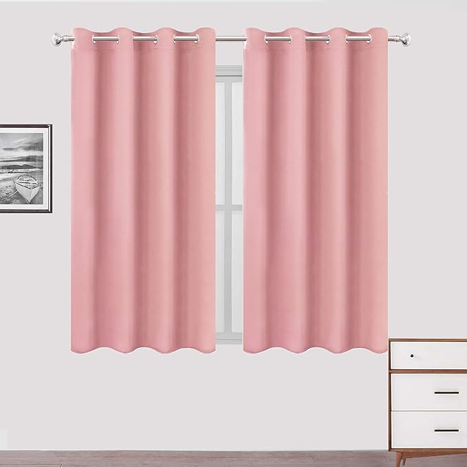 LEMOMO Pink Blackout Curtains 66 x 63 Inch Length/Set of 2 Curtain by Lemomo
