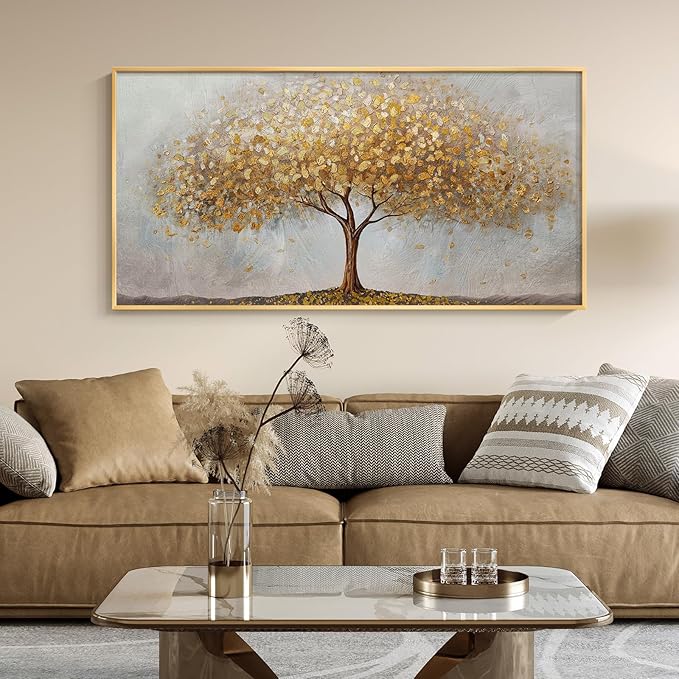 Gold Framed Tree of Life Wall Art, Large Modern Canvas Prints Paintings Artwork - Image 3