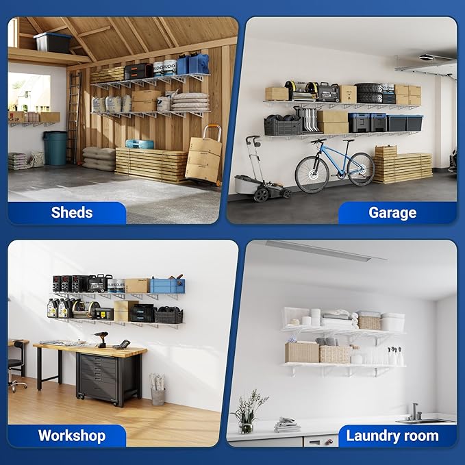FLEXIMOUNTS 2-Pack 2x6ft Garage Shelving 24-inch-by-72-inch Heavy Duty Wall - Image 9