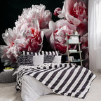 Black Peony Pink Floral Living Room Fabric Wallpaper Bedroom Bathroom Dark by YIHWM-PurchaseNow