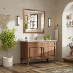 40x38 Inch Bathroom Mirror for Wall, Anti-Rust Walnut Wood Grain Metal Framed - Image 3