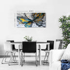 Abstract Butterfly Wall Art Teal Grey Yellow Butterfly Wall Decor Modern Marble - Image 2