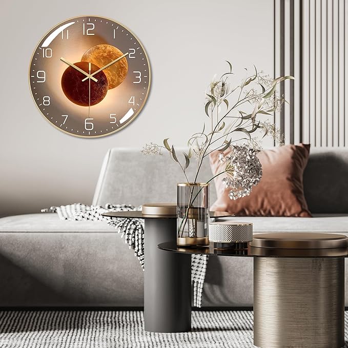 Ergocar Wall Clock, Art Deco Wall Clock, Non-Ticking Silent Modern Metal Wall - Image 2