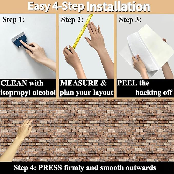 3D Wall Panels Peel and Stick, 10 Pack 3D Waterproof Self-Adhesive Wallpaper - Image 6