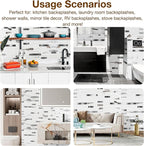 Peel and Stick Backsplash Tile Waterproof Removable PVC Wall Sticker 3D Faux - Image 7