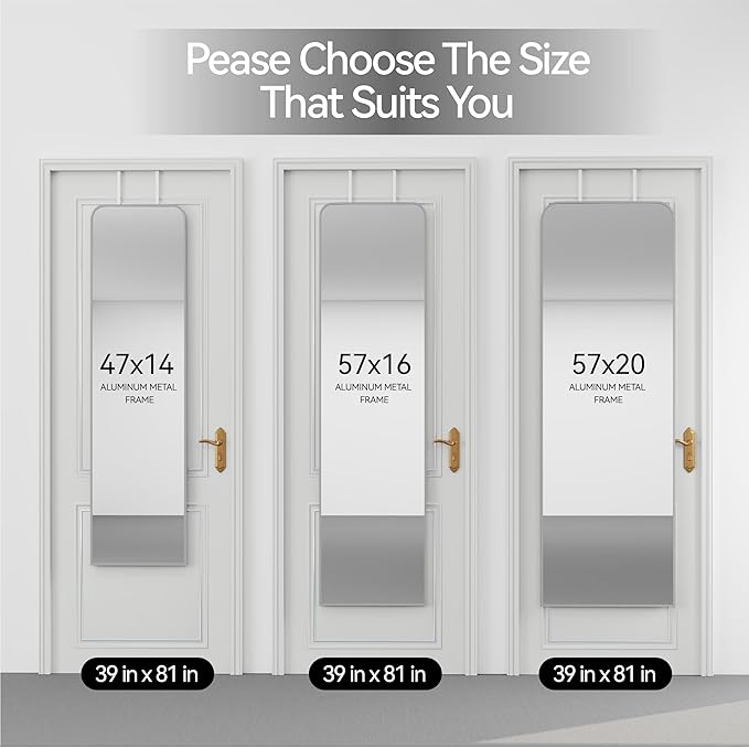 SCWF-GZ 57x20 Door Hanging Full Length Mirror, Floor or Wall Mounted Metal - Image 8