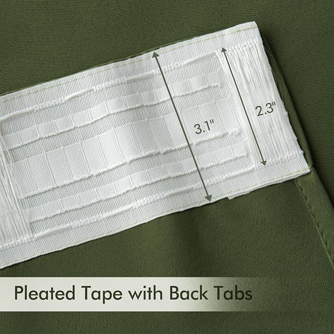 MIULEE Olive Green Back Tab Blackout Curtains 102 Inch Long 2 Panels Set - Image 4