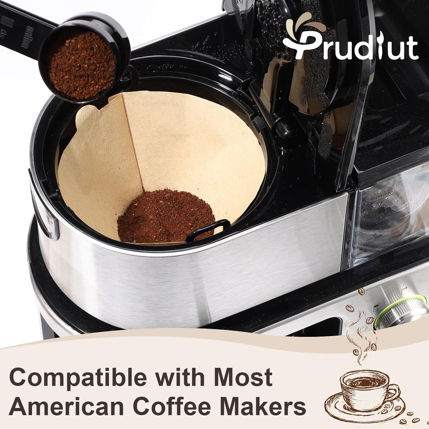 (Prudiut) 360 Count #4 Cone Coffee Filters 8-12 Cups, Disposable Natural Coffee Filters 4 Cone Paper Unbleached 4 Filters Paper Compatible with Ninja, Drip and Pour Over Coffee Maker