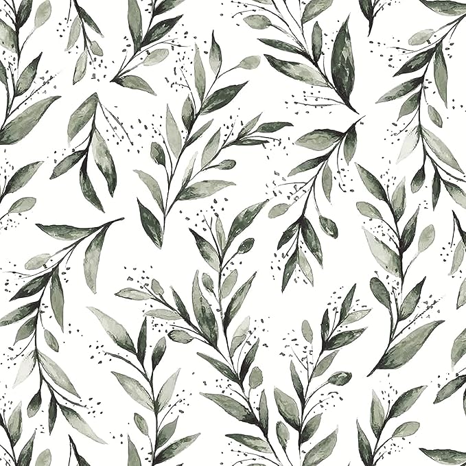 Livebor Green Leaf Peel and Stick Wallpaper Olive Leaf Contact Paper 17.7inch x - Image 9