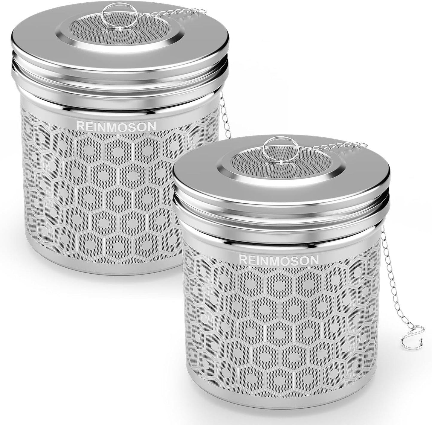 2 Pack Reinmoson Extra Large Tea Infuser for Loose Tea & Spice Infuser for Cooking, Extra Fine Mesh Large Tea Strainers for Loose Tea, 304 Stainless Steel Loose Leaf Tea Steeper