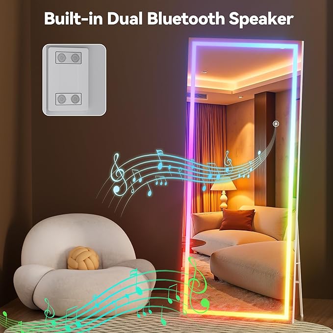 Hasipu 71"x28" LED RGB Bluetooth Full Length Mirror - Image 9