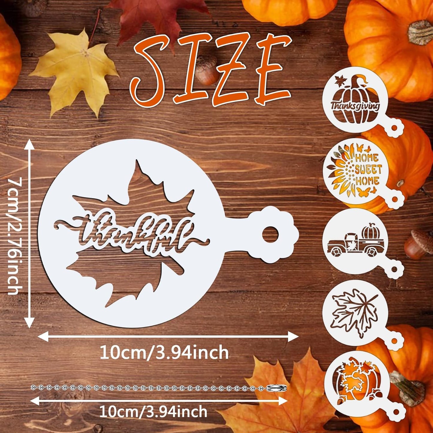 JULBEAR 36 Pieces Thanksgiving Stencils Fall Reusable Cookie Cake Stencils Templates Mold Tools for Decorating Autumn Holiday Cake DIY Baking Painting Dessert Coffee Decoration