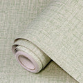 Green Grasscloth Peel and Stick Wallpaper 17.3"x300" Faux Linen Textured by Uooar