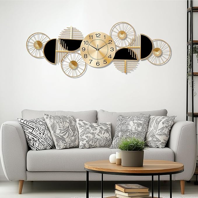 Large Wall Clock, Modern Silent Non-Ticking Metal Wall Art Wall Clocks Battery - Image 4