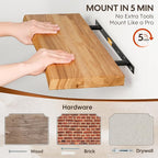 Floating Shelves Set of 2, Solid Elm Wood Wall Shelves 32 Inch - Image 6