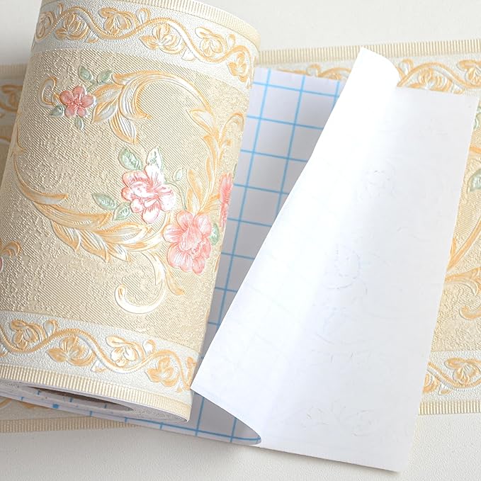 AbaBoorty Yellow Floral Wallpaper Border Decor 196"X4.1" Peel and Stick Wall - Image 8