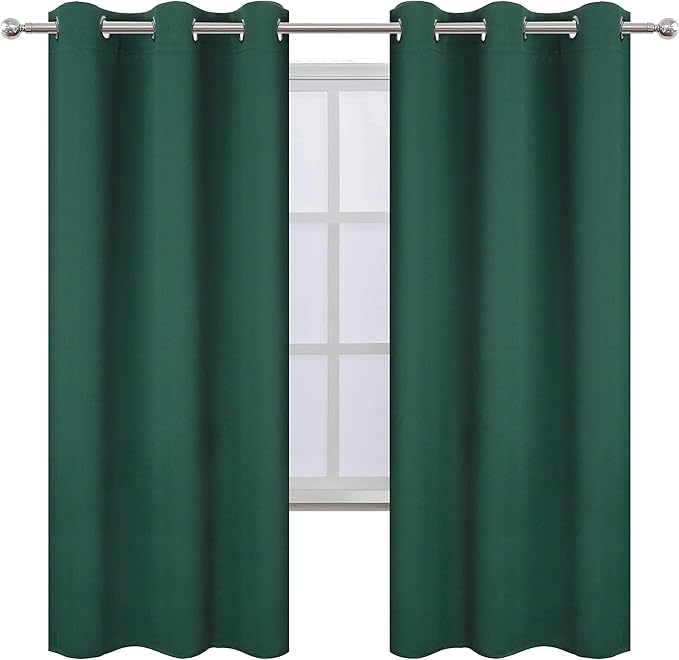 LEMOMO Dark Green Thermal Blackout Curtains/42 x 72 Inch/Set of 2 Panels Room - Image 2
