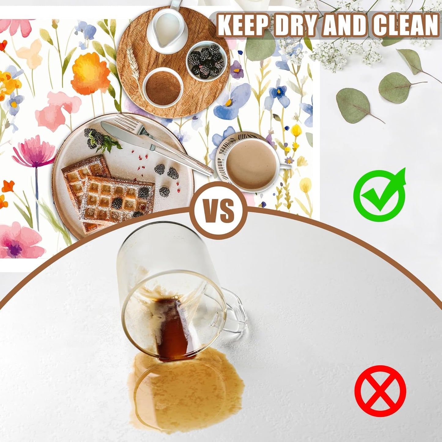 Watercolor Floral Meadow Coffee Mat Absorbent Dish Drying Mat for Kitchen Counter Hide Stain Rubber Backed Coffee Bar Accessories Fit Under Espresso Machine, 15.7 x 23.6 Inch