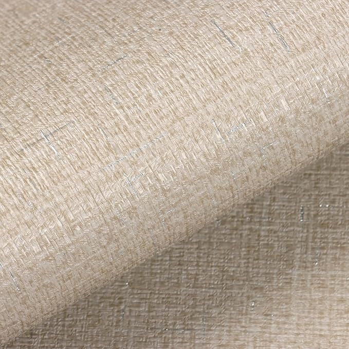 VEELIKE Beige Grasscloth Peel and Stick Wallpaper Textured Neutral Grasscloth - Image 6