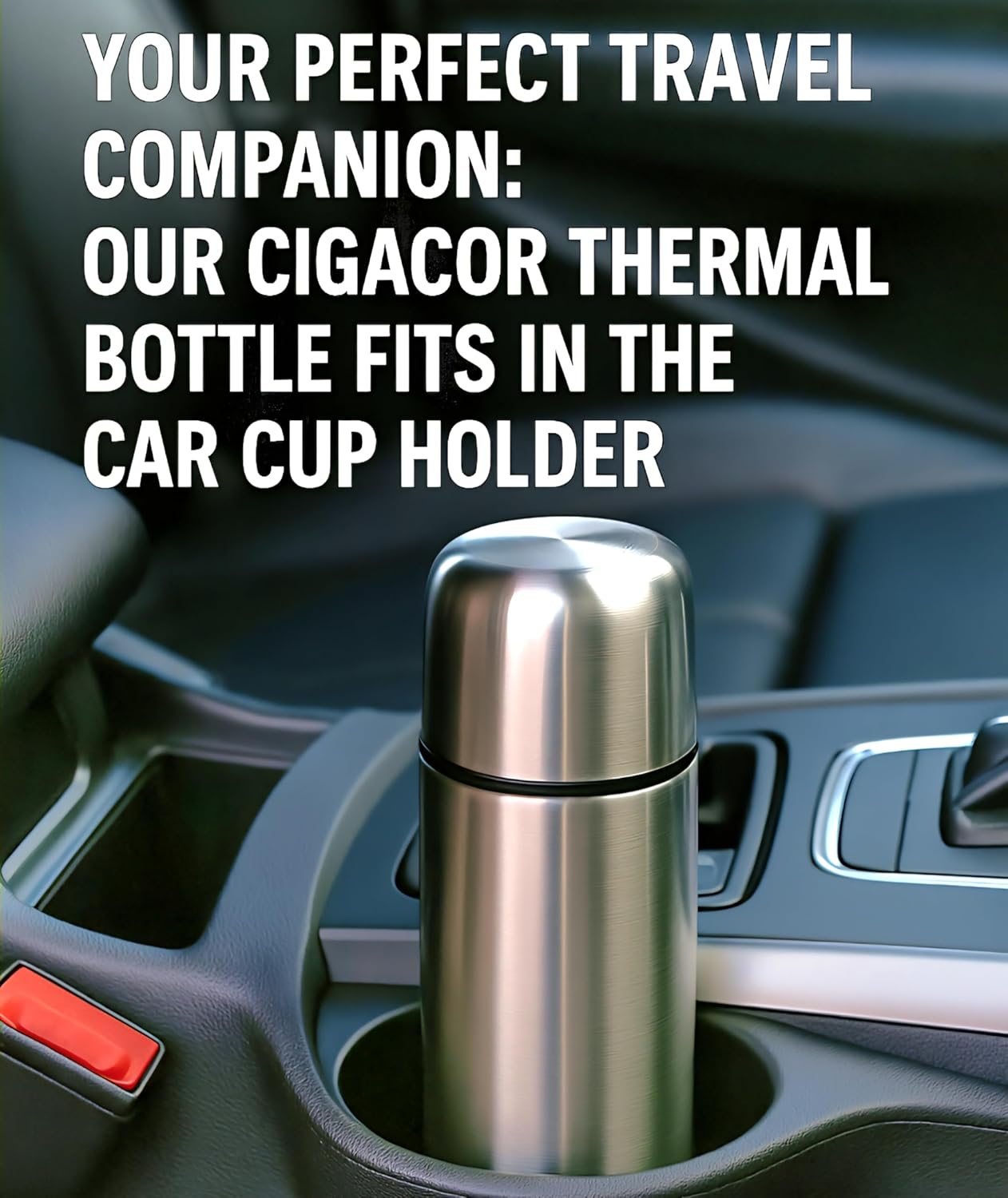 CIGACOR Stainless Steel Insulated Bottle – 17oz Coffee Travel Mug – Keeps Drinks Hot for 12 Hours & Cold for 24 – Leakproof Lid – Fits Car Cup Holders – Ideal for Office, Gym & Travel