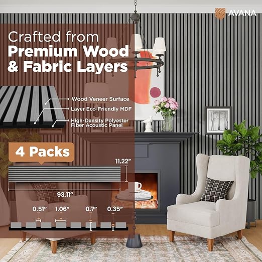 Avana Acoustic Wood Wall Panels – 93.2x11.25 Inch Panels – Fits 94x12 Layout – - Image 4